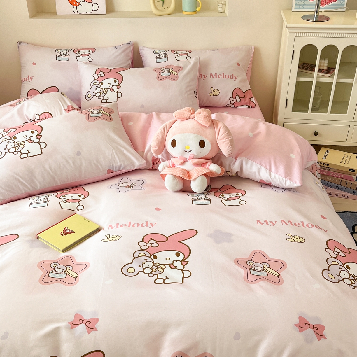 91家纺网 家纺一手货源 找家纺 孩子王家纺 2026新款卡通A类全棉纯棉正版授权小版三丽鸥系列四件套（含防伪码） 纯真美乐蒂