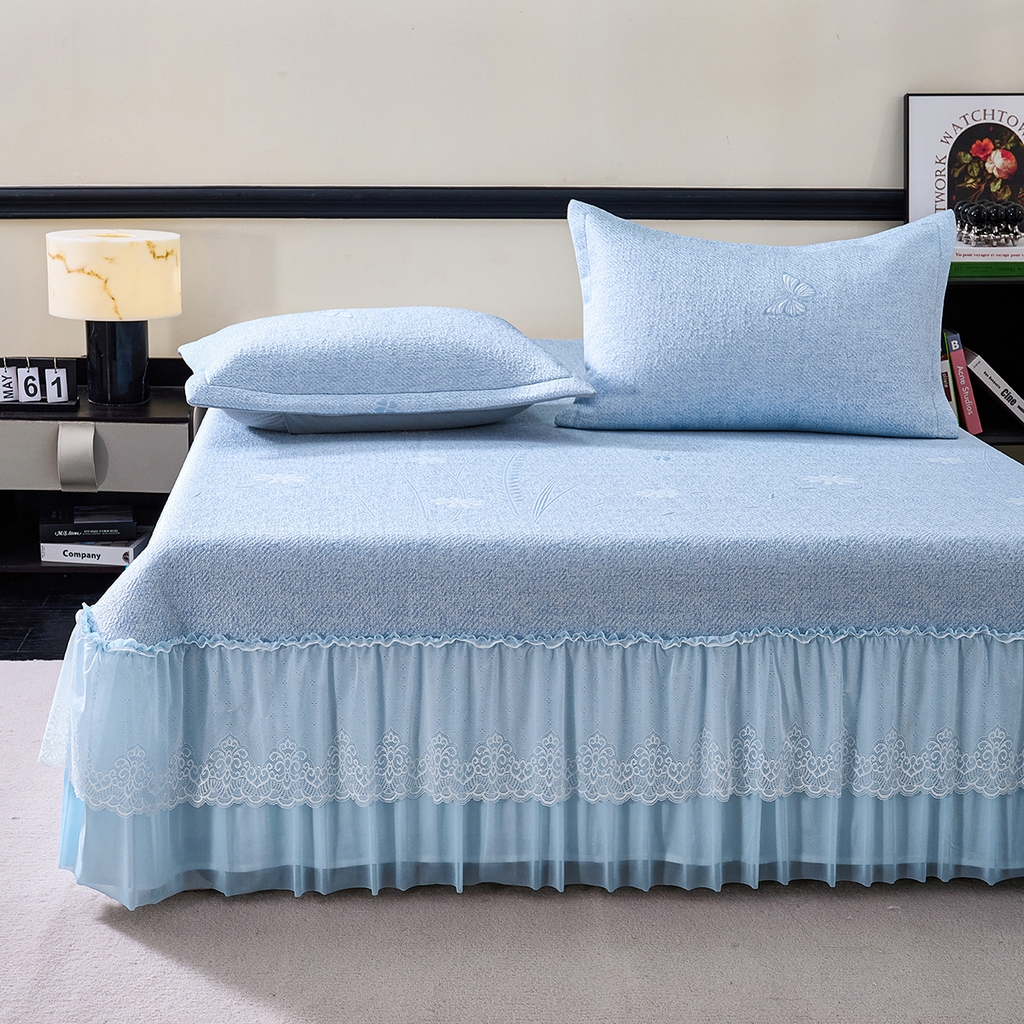 梵克保罗 2026新款A类凉感豆豆席床单款凉席席子-雾里看花 床单款-雾里看花蓝色