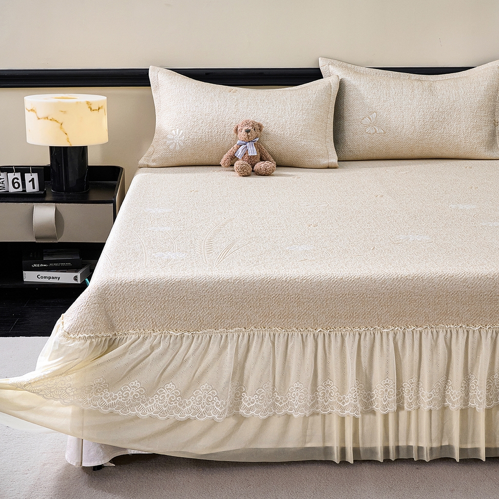 91家纺网 家纺一手货源 找家纺 梵克保罗 2026新款A类凉感豆豆席床单款凉席席子-雾里看花 床单款-雾里看花咖色