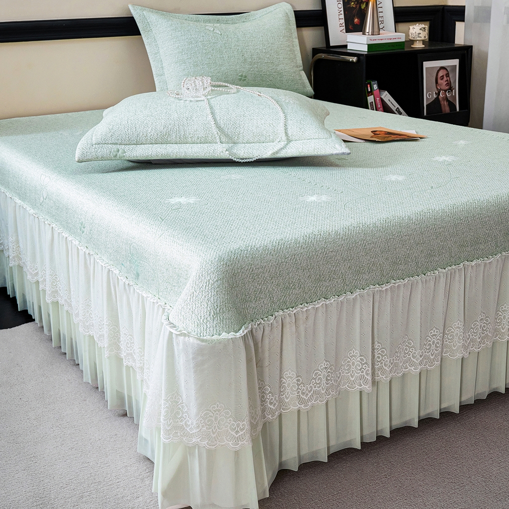 91家纺网 家纺一手货源 找家纺 梵克保罗 2026新款A类凉感豆豆席床单款凉席席子-雾里看花 床单款-雾里看花绿色