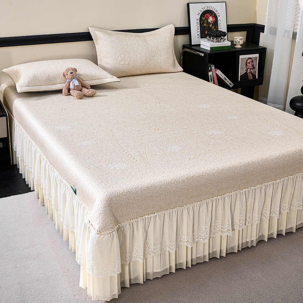 91家纺网 家纺一手货源 找家纺 梵克保罗 2026新款A类凉感豆豆席床单款凉席席子-雾里看花 床单款-雾里看花咖色