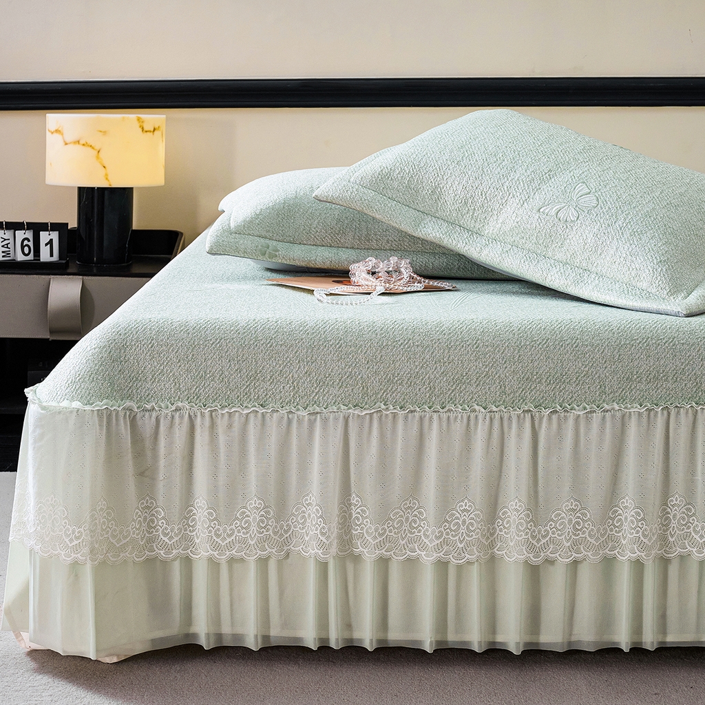 91家纺网 家纺一手货源 找家纺 梵克保罗 2026新款A类凉感豆豆席床单款凉席席子-雾里看花 床单款-雾里看花绿色