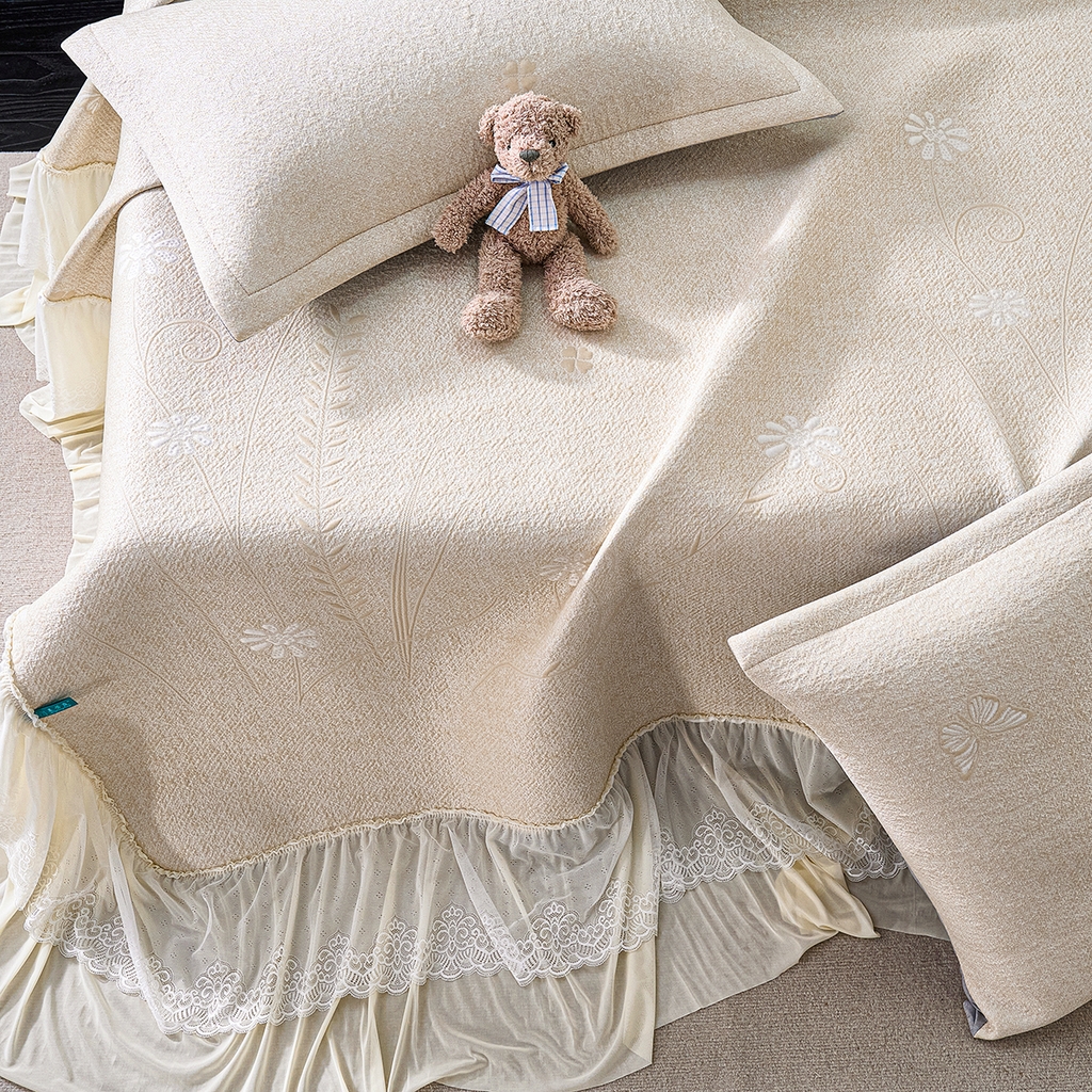 91家纺网 家纺一手货源 找家纺 梵克保罗 2026新款A类凉感豆豆席床单款凉席席子-雾里看花 床单款-雾里看花咖色