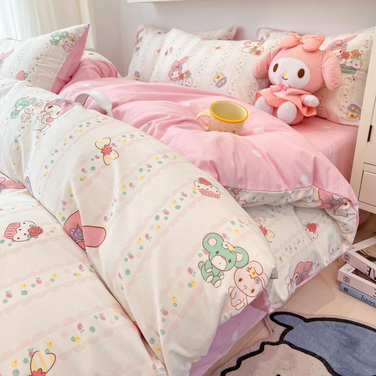 孩子王家纺 2026新款卡通A类全棉纯棉正版授权小版三丽鸥系列四件套（含防伪码） 俏皮美乐蒂