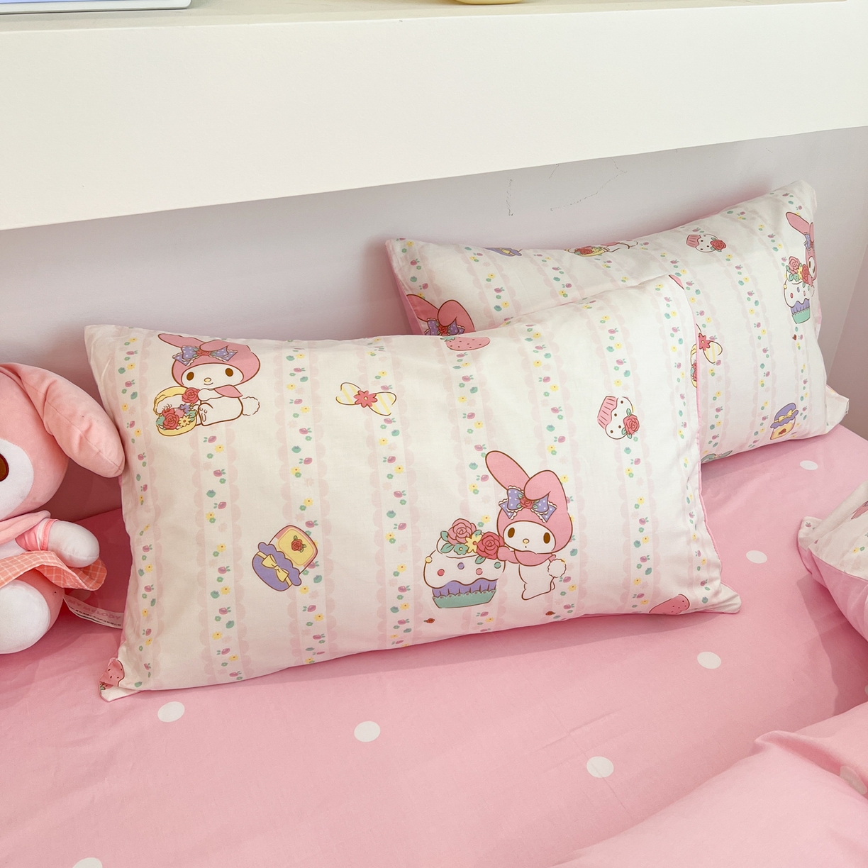 91家纺网 家纺一手货源 找家纺 孩子王家纺 2026新款卡通A类全棉纯棉正版授权小版三丽鸥系列四件套（含防伪码） 俏皮美乐蒂