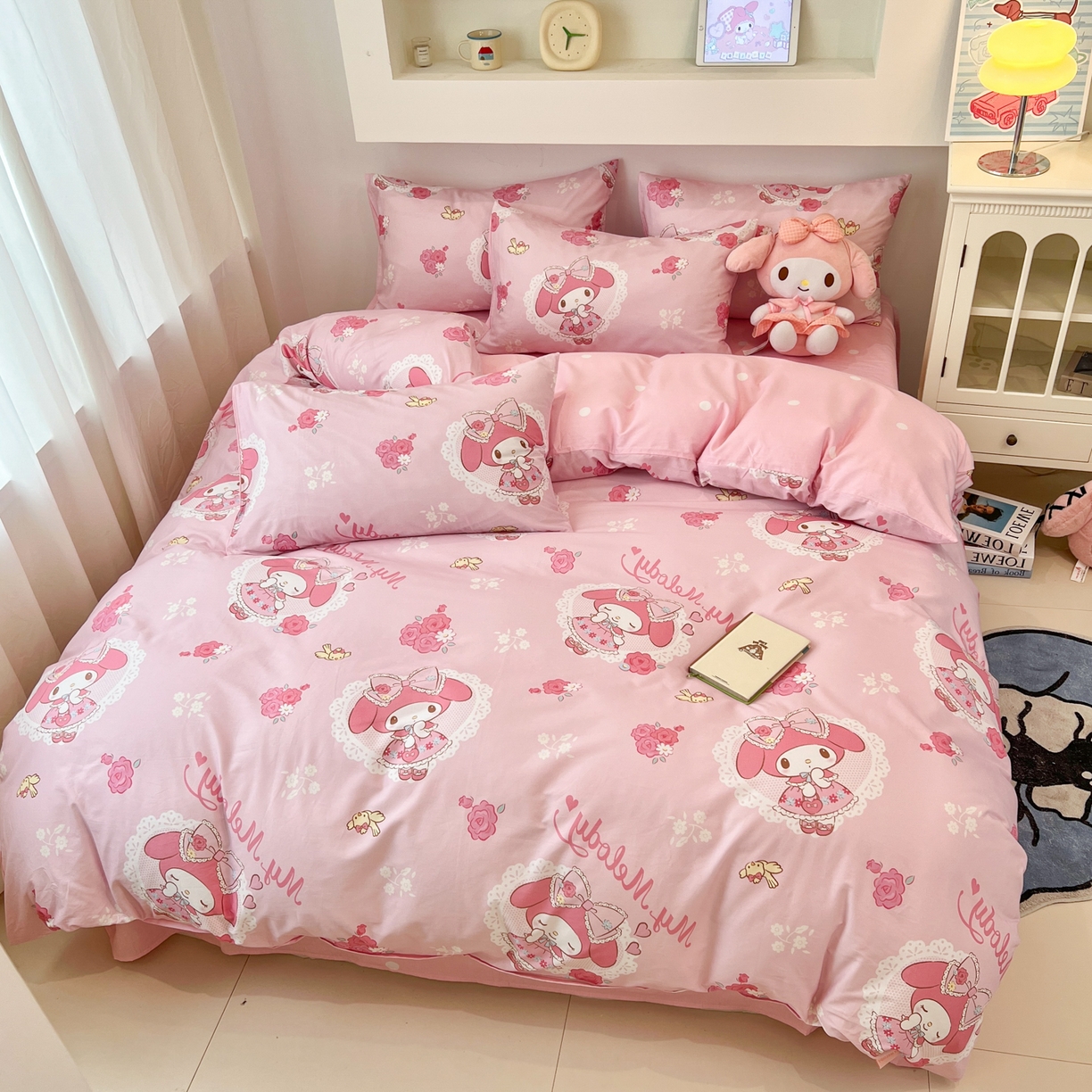 91家纺网 家纺一手货源 找家纺 孩子王家纺 2026新款卡通A类全棉纯棉正版授权小版三丽鸥系列四件套（含防伪码） 晚安美乐蒂