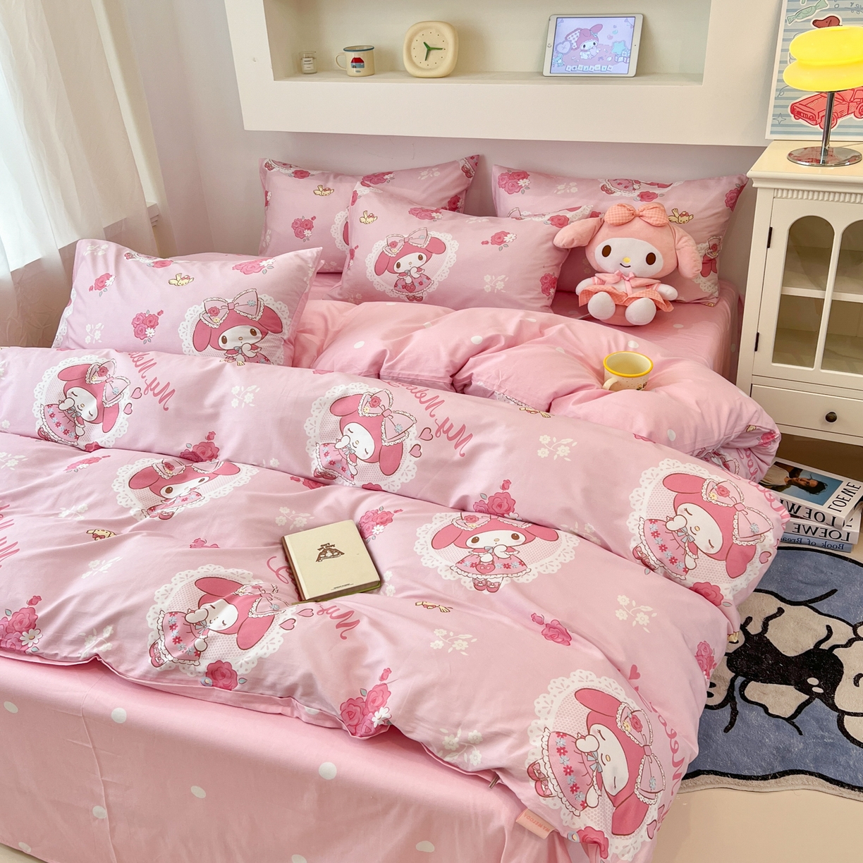 91家纺网 家纺一手货源 找家纺 孩子王家纺 2026新款卡通A类全棉纯棉正版授权小版三丽鸥系列四件套（含防伪码） 晚安美乐蒂