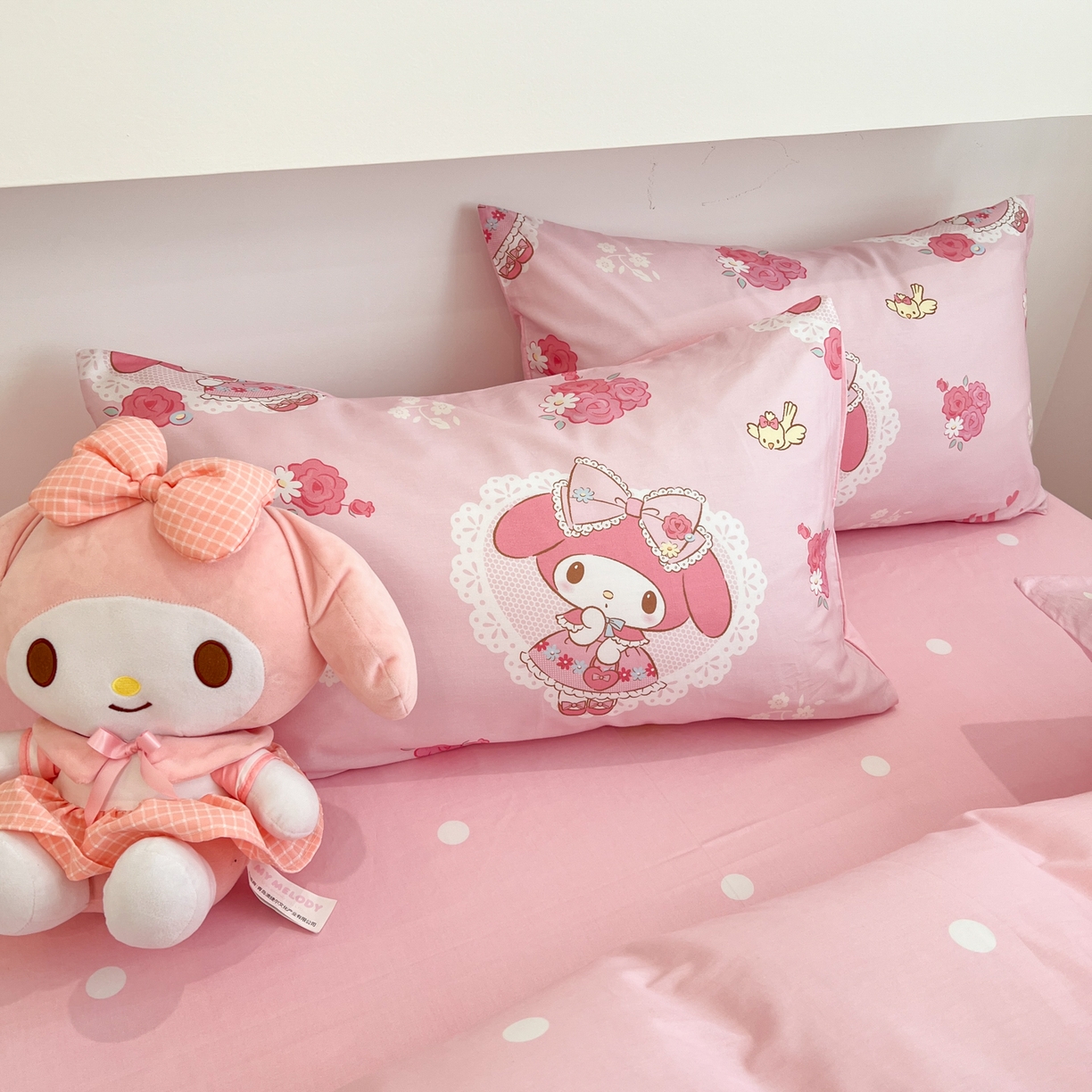 91家纺网 家纺一手货源 找家纺 孩子王家纺 2026新款卡通A类全棉纯棉正版授权小版三丽鸥系列四件套（含防伪码） 晚安美乐蒂