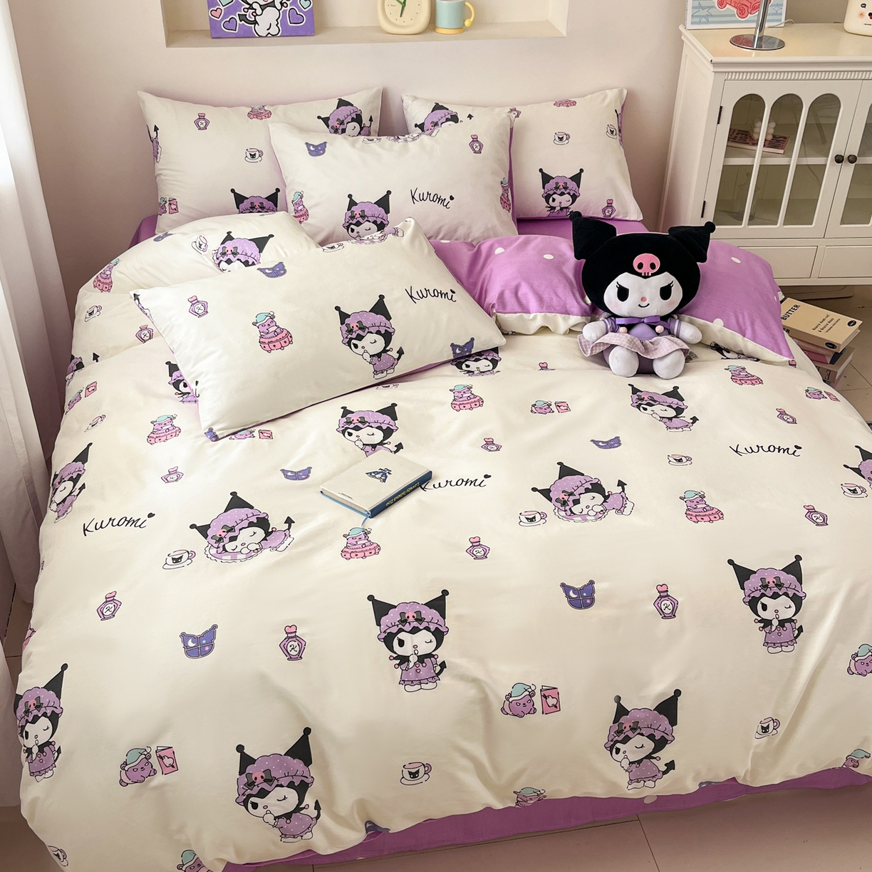 91家纺网 家纺一手货源 找家纺 孩子王家纺 2026新款卡通A类全棉纯棉正版授权小版三丽鸥系列四件套（含防伪码） 布丁库洛米