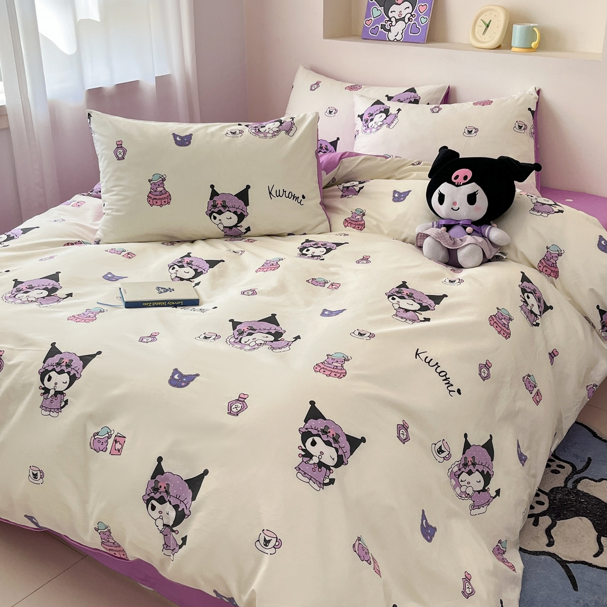 91家纺网 家纺一手货源 找家纺 孩子王家纺 2026新款卡通A类全棉纯棉正版授权小版三丽鸥系列四件套（含防伪码） 布丁库洛米