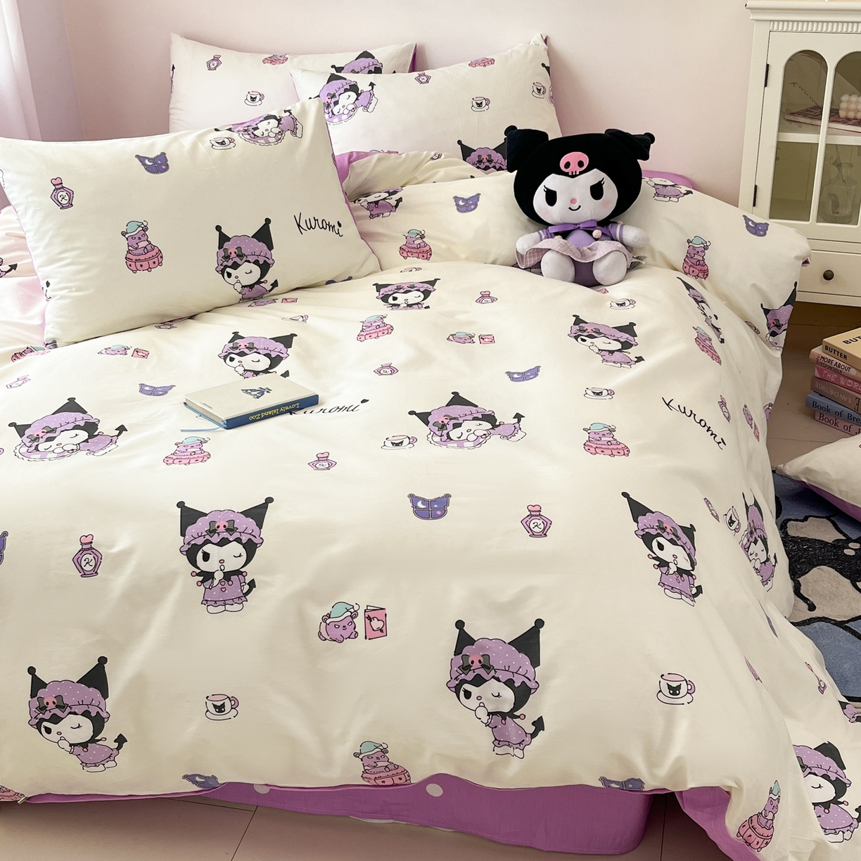 91家纺网 家纺一手货源 找家纺 孩子王家纺 2026新款卡通A类全棉纯棉正版授权小版三丽鸥系列四件套（含防伪码） 布丁库洛米