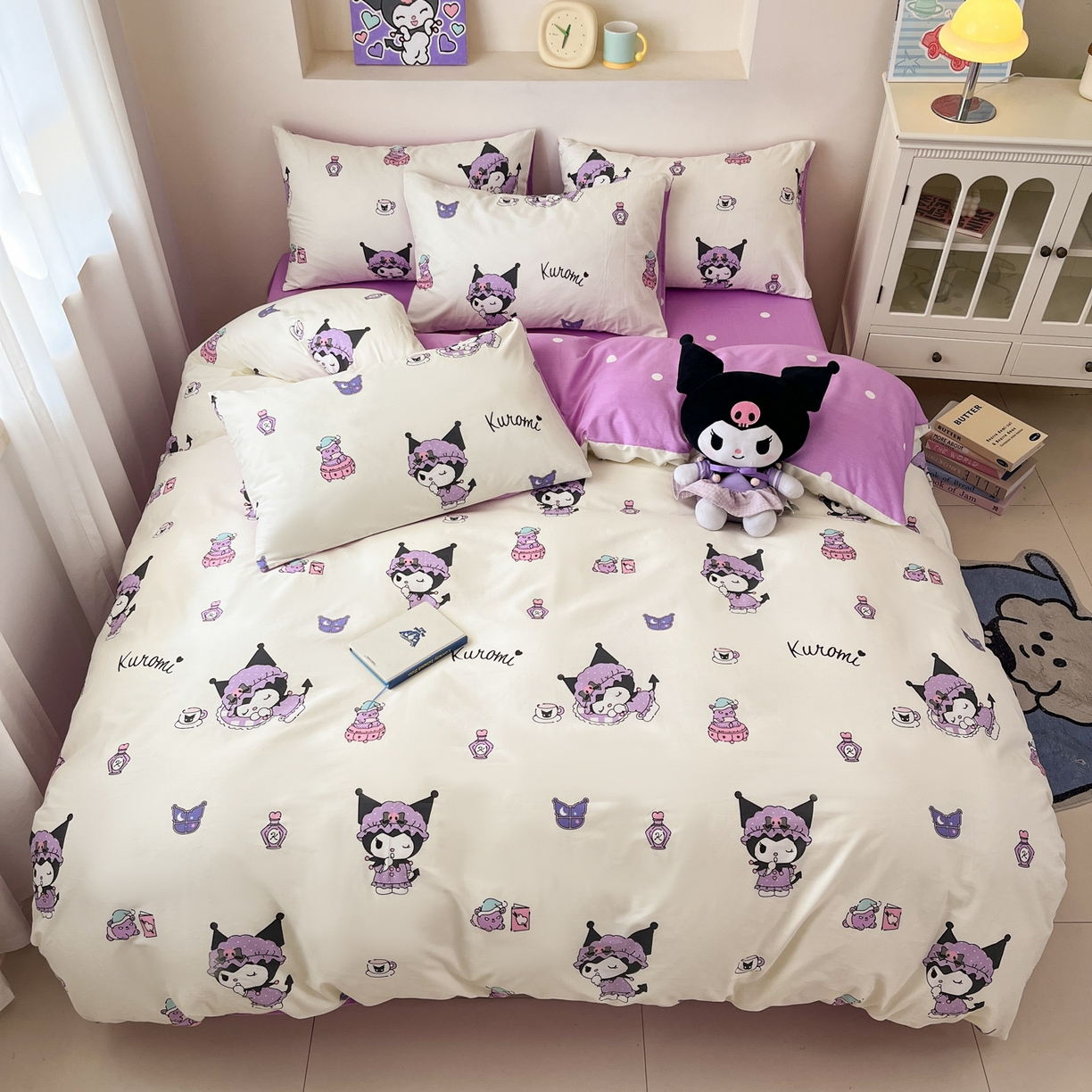 91家纺网 家纺一手货源 找家纺 孩子王家纺 2026新款卡通A类全棉纯棉正版授权小版三丽鸥系列四件套（含防伪码） 布丁库洛米