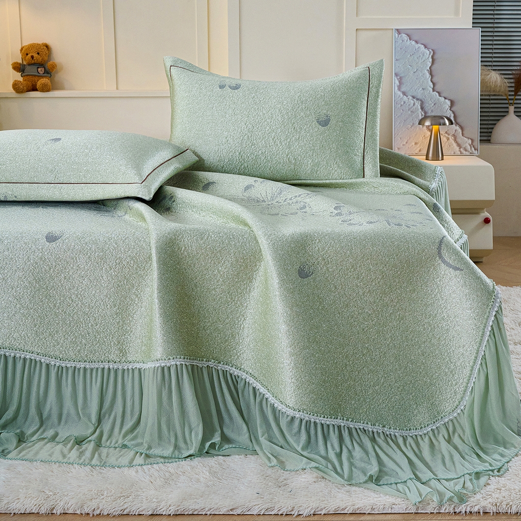 梵克保罗 2026新款A类凉感豆豆席床单款凉席席子-水中花 床单款-水中花绿