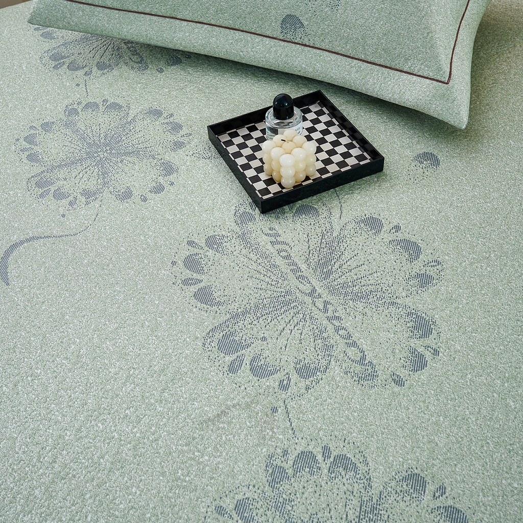 91家纺网 家纺一手货源 找家纺 梵克保罗 2026新款A类凉感豆豆席床单款凉席席子-水中花 床单款-水中花绿