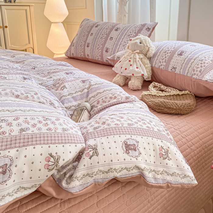 91家纺网 家纺一手货源 找家纺 （总）仟网汇 2026新款针织棉双层纱床盖四件套夏被四件套