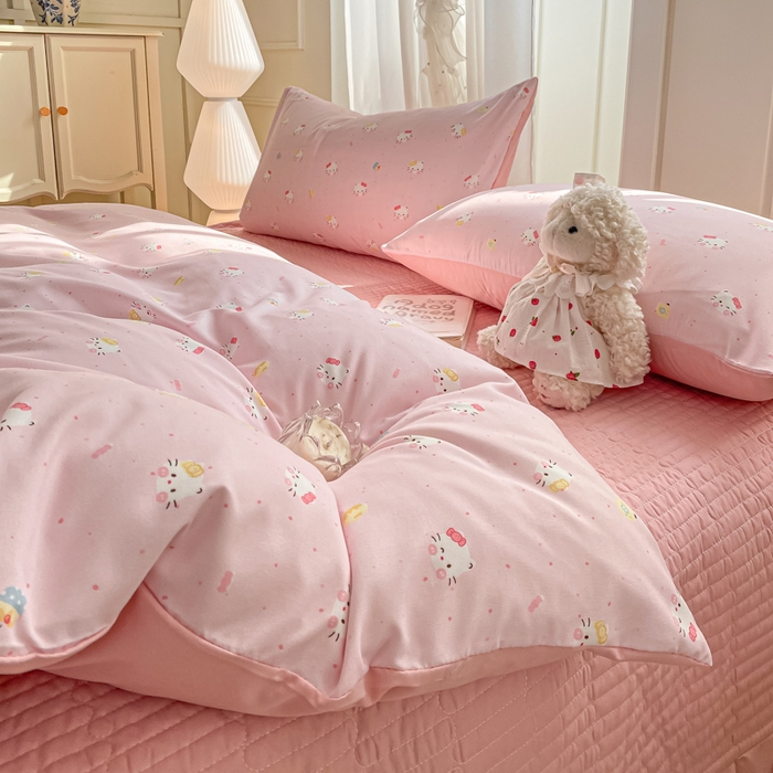 91家纺网 家纺一手货源 找家纺 （总）仟网汇 2026新款针织棉双层纱床盖四件套夏被四件套