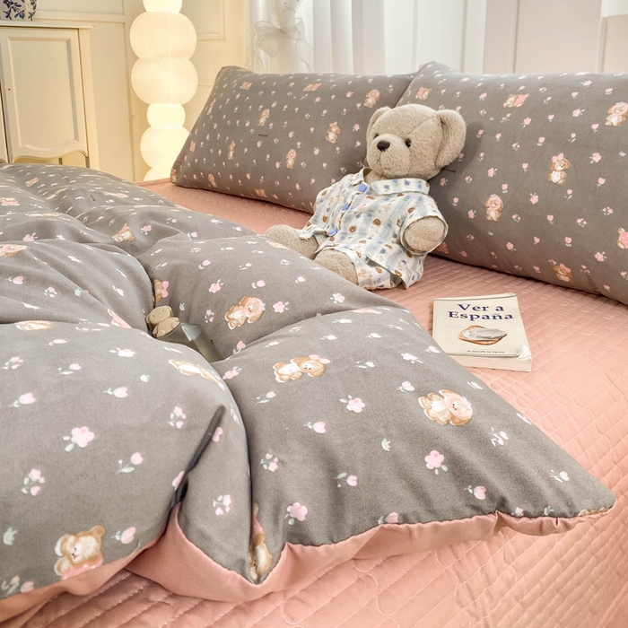 91家纺网 家纺一手货源 找家纺 （总）仟网汇 2026新款针织棉双层纱床盖四件套夏被四件套