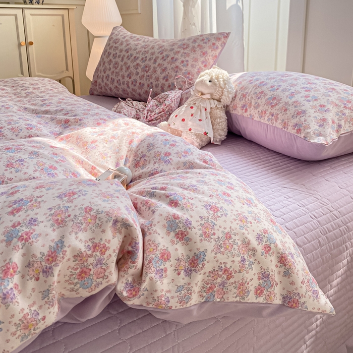 仟网汇 2026新款针织棉双层纱床盖四件套夏被四件套 春天里