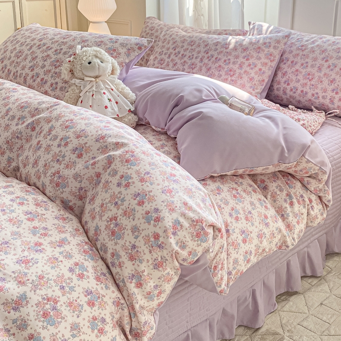 91家纺网 家纺一手货源 找家纺 仟网汇 2026新款针织棉双层纱床盖四件套夏被四件套 春天里