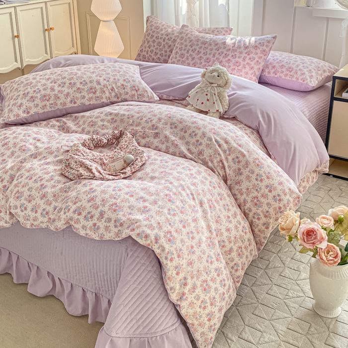 91家纺网 家纺一手货源 找家纺 仟网汇 2026新款针织棉双层纱床盖四件套夏被四件套 春天里