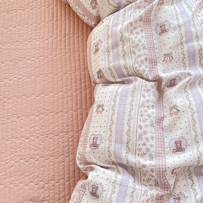 91家纺网 家纺一手货源 找家纺 仟网汇 2026新款针织棉双层纱床盖四件套夏被四件套 格林童话