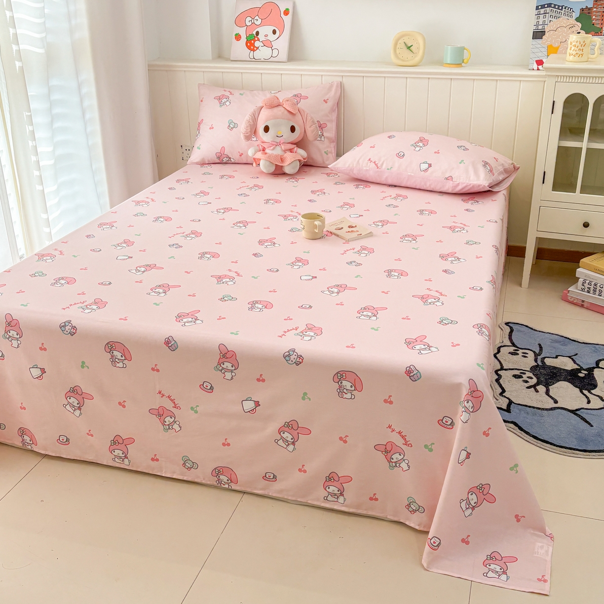 91家纺网 家纺一手货源 找家纺 （总）孩子王家纺 2026新款卡通全棉纯棉正版授权小版三丽鸥系列单床笠床笠单件单品床笠（含防伪码）