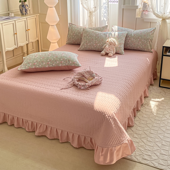 91家纺网 家纺一手货源 找家纺 仟网汇 2026新款针织棉双层纱床盖四件套夏被四件套 海盐薄荷