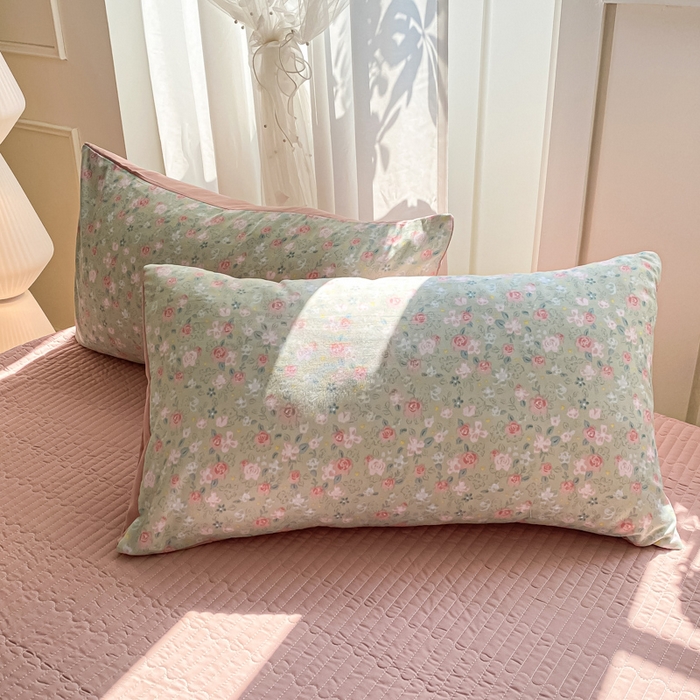 91家纺网 家纺一手货源 找家纺 仟网汇 2026新款针织棉双层纱床盖四件套夏被四件套 海盐薄荷