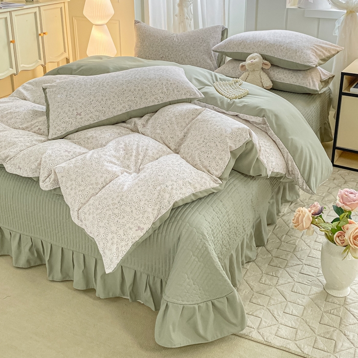 91家纺网 家纺一手货源 找家纺 仟网汇 2026新款针织棉双层纱床盖四件套夏被四件套 花与兔