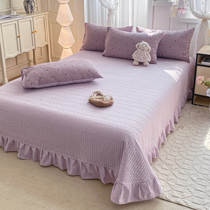 91家纺网 家纺一手货源 找家纺 仟网汇 2026新款针织棉双层纱床盖四件套夏被四件套 结羽