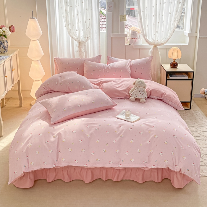 91家纺网 家纺一手货源 找家纺 仟网汇 2026新款针织棉双层纱床盖四件套夏被四件套 凯蒂猫