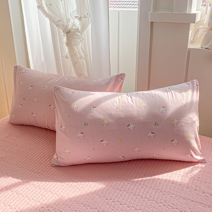 91家纺网 家纺一手货源 找家纺 仟网汇 2026新款针织棉双层纱床盖四件套夏被四件套 凯蒂猫