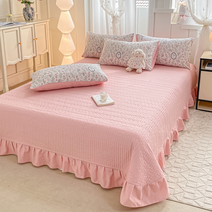 91家纺网 家纺一手货源 找家纺 仟网汇 2026新款针织棉双层纱床盖四件套夏被四件套 秘境