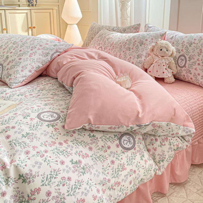 91家纺网 家纺一手货源 找家纺 仟网汇 2026新款针织棉双层纱床盖四件套夏被四件套 秘境