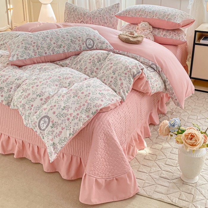 91家纺网 家纺一手货源 找家纺 仟网汇 2026新款针织棉双层纱床盖四件套夏被四件套 秘境