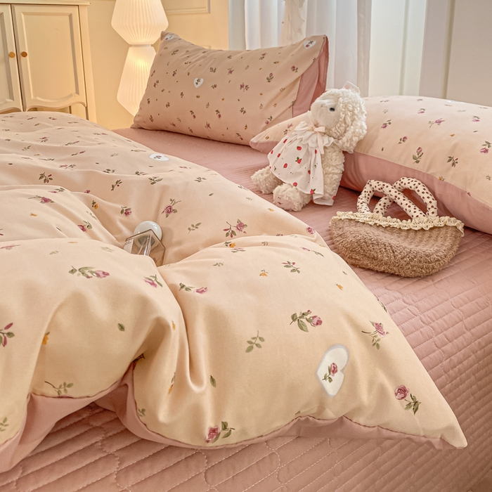 仟网汇 2026新款针织棉双层纱床盖四件套夏被四件套 莫奈花园