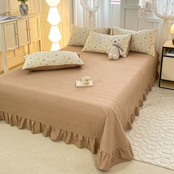 91家纺网 家纺一手货源 找家纺 仟网汇 2026新款针织棉双层纱床盖四件套夏被四件套 奶芙汪汪