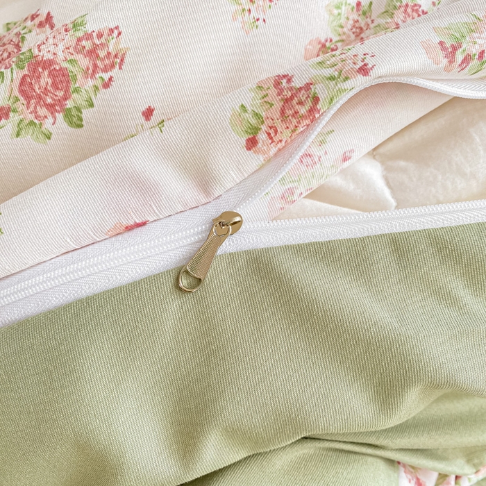 91家纺网 家纺一手货源 找家纺 仟网汇 2026新款针织棉双层纱床盖四件套夏被四件套 蔷薇之恋