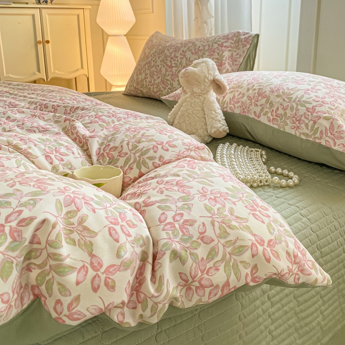 仟网汇 2026新款针织棉双层纱床盖四件套夏被四件套 清荷