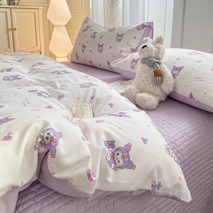 仟网汇 2026新款针织棉双层纱床盖四件套夏被四件套 甜心库洛米