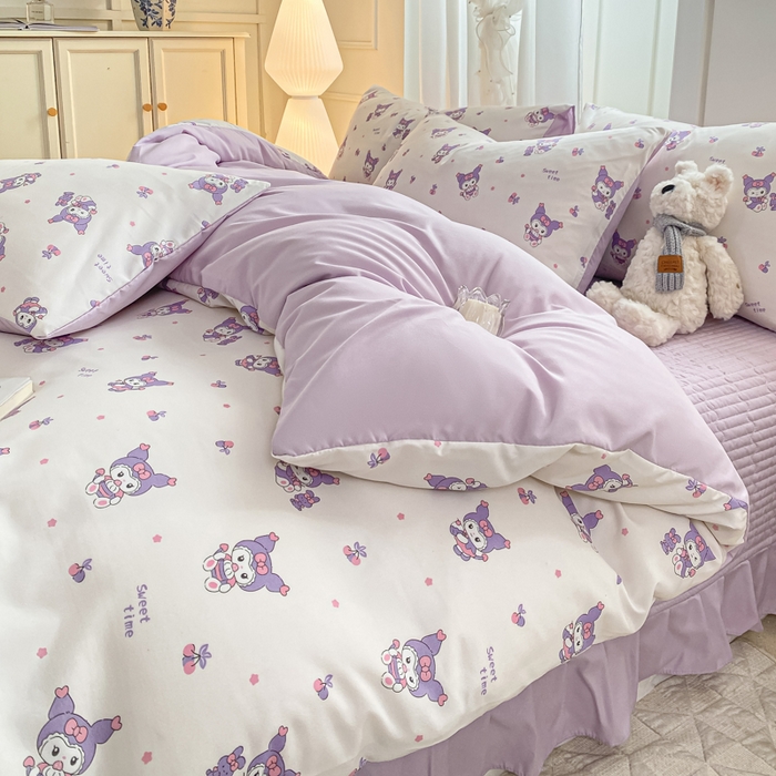 91家纺网 家纺一手货源 找家纺 仟网汇 2026新款针织棉双层纱床盖四件套夏被四件套 甜心库洛米