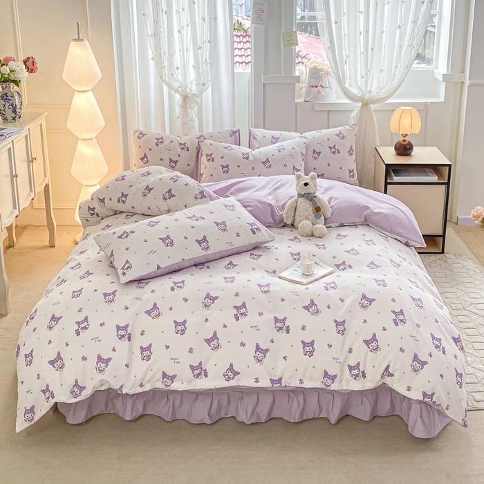 91家纺网 家纺一手货源 找家纺 仟网汇 2026新款针织棉双层纱床盖四件套夏被四件套 甜心库洛米