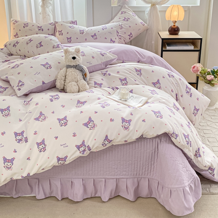 91家纺网 家纺一手货源 找家纺 仟网汇 2026新款针织棉双层纱床盖四件套夏被四件套 甜心库洛米