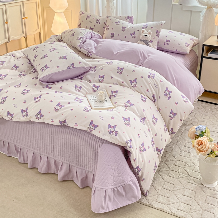 91家纺网 家纺一手货源 找家纺 仟网汇 2026新款针织棉双层纱床盖四件套夏被四件套 甜心库洛米