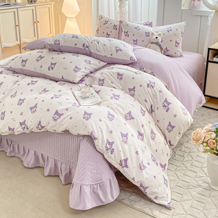 91家纺网 家纺一手货源 找家纺 仟网汇 2026新款针织棉双层纱床盖四件套夏被四件套 甜心库洛米