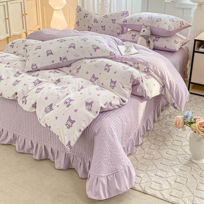 91家纺网 家纺一手货源 找家纺 仟网汇 2026新款针织棉双层纱床盖四件套夏被四件套 甜心库洛米