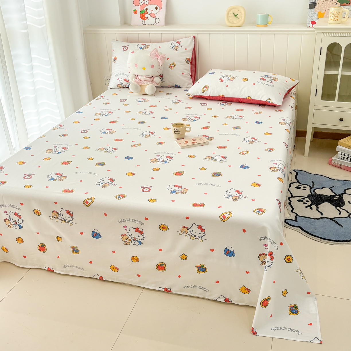 孩子王家纺 2026新款卡通全棉纯棉正版授权小版三丽鸥系列单床笠床笠单件单品床笠（含防伪码）多彩kt