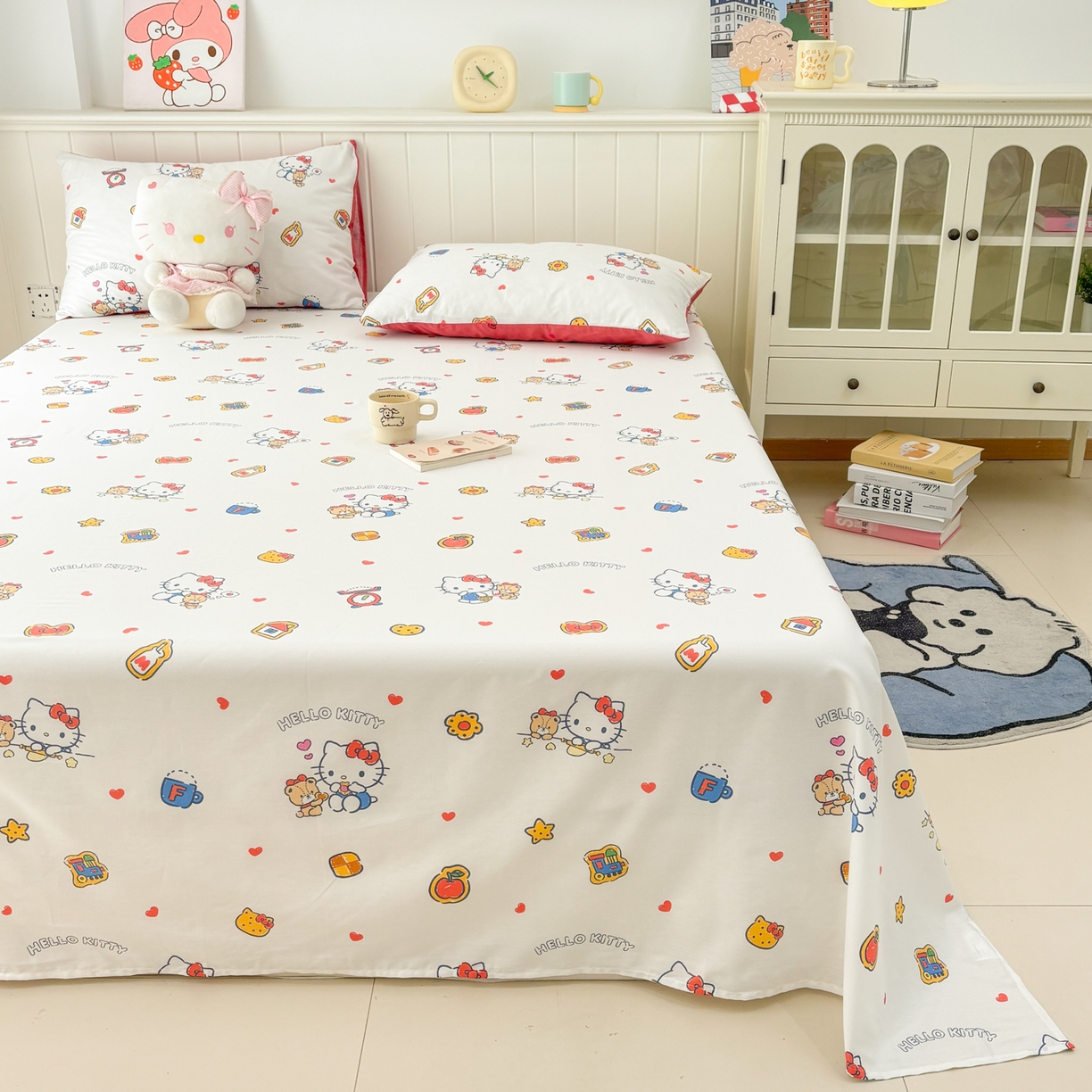 91家纺网 家纺一手货源 找家纺 孩子王家纺 2026新款卡通全棉纯棉正版授权小版三丽鸥系列单床笠床笠单件单品床笠（含防伪码）多彩kt
