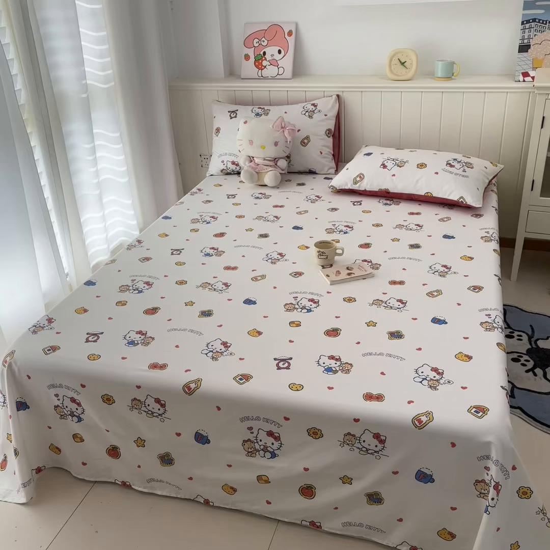 91家纺网 家纺一手货源 找家纺 孩子王家纺 2026新款卡通全棉纯棉正版授权小版三丽鸥系列单床笠床笠单件单品床笠（含防伪码）多彩kt