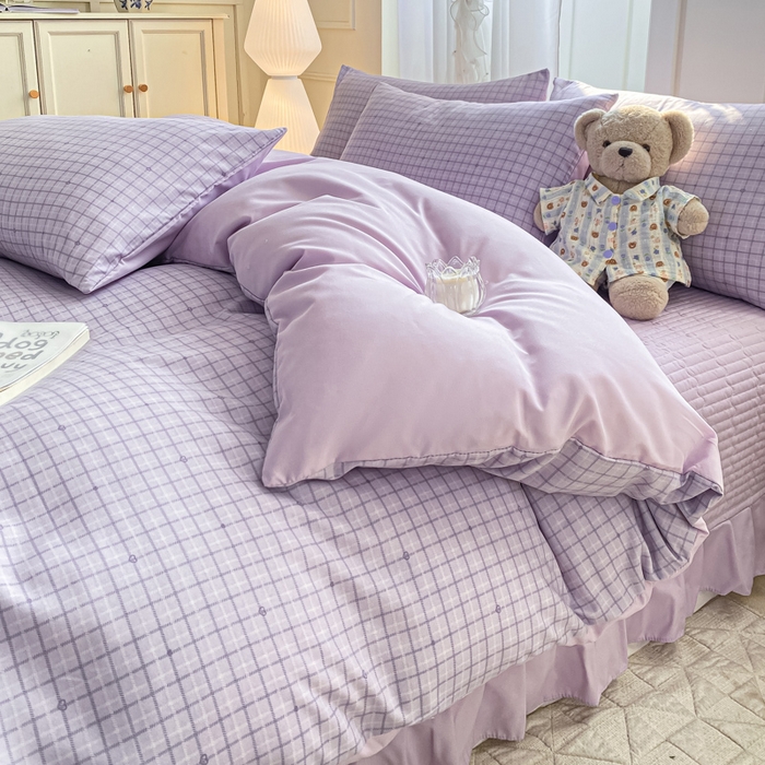 91家纺网 家纺一手货源 找家纺 仟网汇 2026新款针织棉双层纱床盖四件套夏被四件套 月半弯